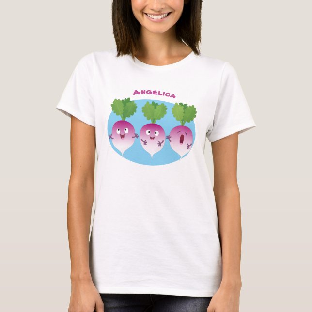 T-shirt Cute turnip légumes trio chanter dessin animé (Devant)