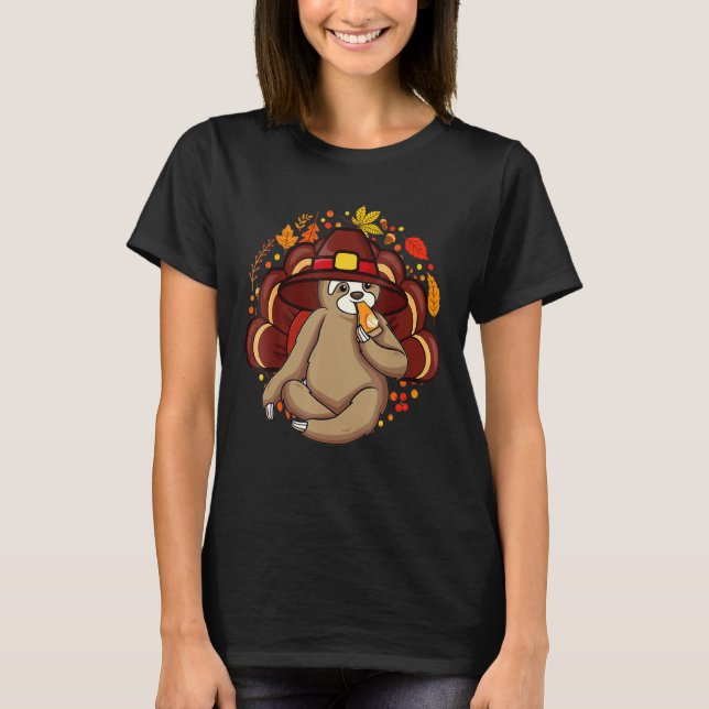 T-shirt Cute Turquie Sloth Thanksgiving Thankful Family Co (Devant)