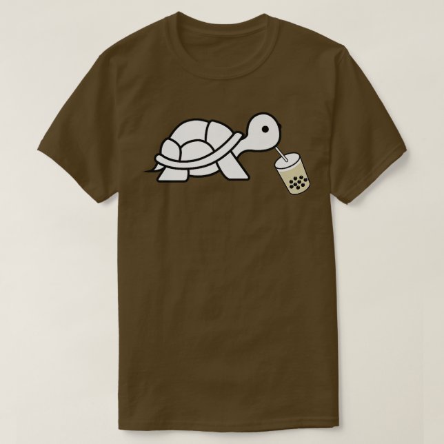 T-shirt Cute Turtle Drinking Boba Bubble Milk Tea Holiday  (Design devant)
