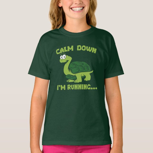T-shirt Cute Turtle Run Funny Gag (Devant)