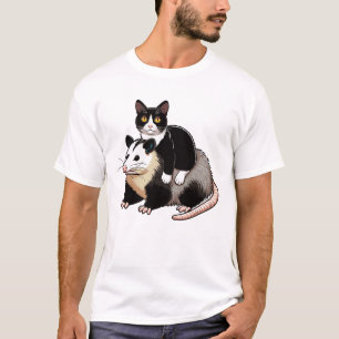 T-shirt Cute Tuxedo Chat Sur Opossum