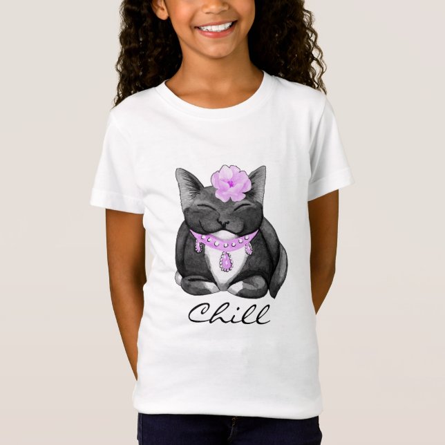 T-Shirt Cute Tuxedo Kitty Tee - shirt (Devant)