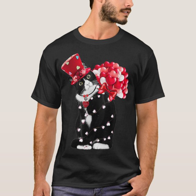 T-shirt Cute Tuxedo Valentines Jour Coeurs Balloon Pour Ch (Devant)