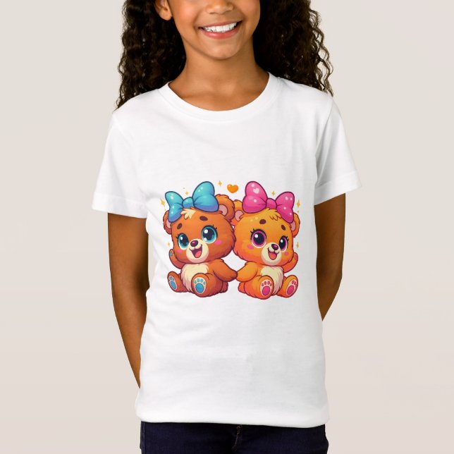 T-Shirt Cute Twin Teddy Bears (Devant)