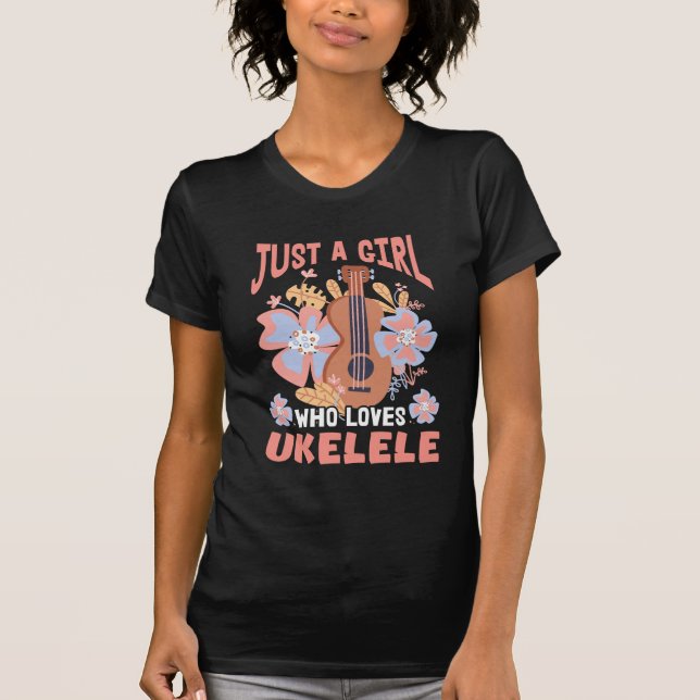 T-shirt Cute Ukulele Girl Hawaii Musique Little Guitar Uke (Devant)