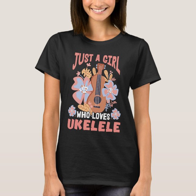 T-shirt Cute Ukulele Girl Hawaii musique petite guitare Uk (Devant)