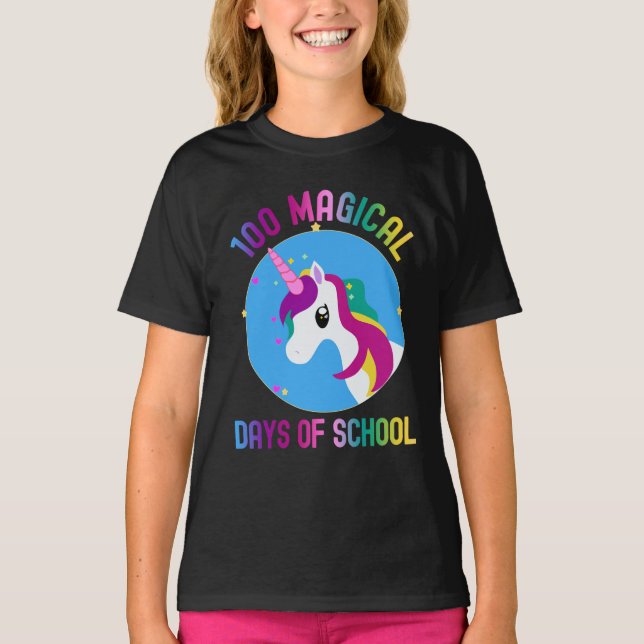 T-shirt Cute Unicorn 100 Jours Magiques De L'École (Devant)