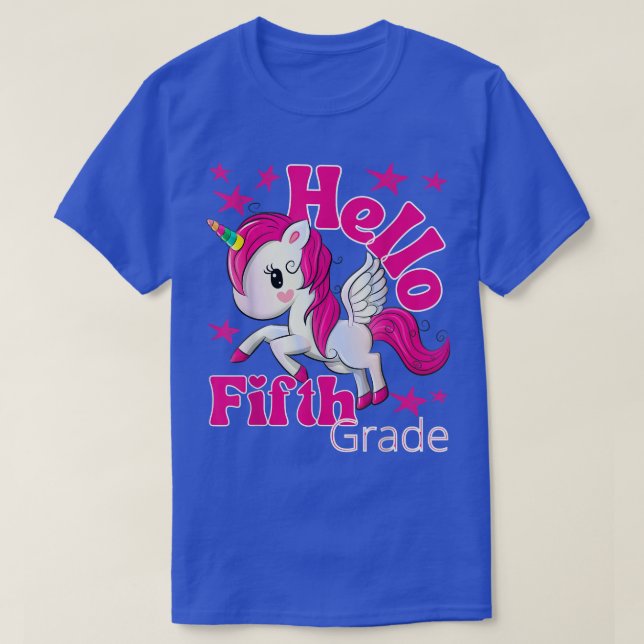 T-shirt Cute Unicorn Bonjour 5ème Année 2022 Retour À L'Éc (Design devant)