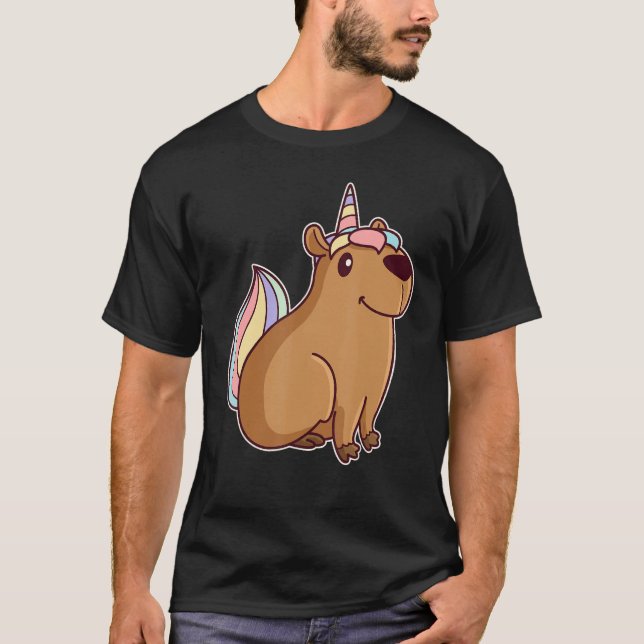 T-shirt Cute Unicorn Capybara (Devant)