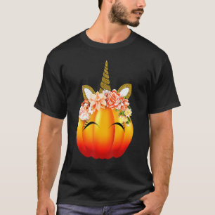 T-shirt Cute Unicorn Citrouille Halloween Thanksgiving