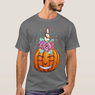 T-shirt Cute Unicorn Citrouille Halloween Thanksgiving Don