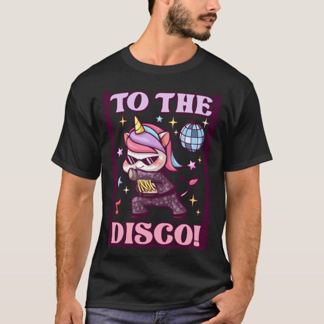 T-shirt Cute Unicorn Danser Sur Le Disque Disco Dance Floo (Devant)