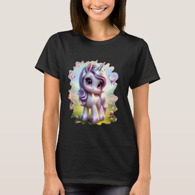 T-shirt Cute Unicorn Design pour les filles (Devant)