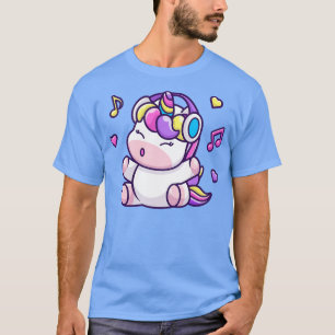 T-shirt Cute Unicorn Écouter De La Musique Avec Un Casque