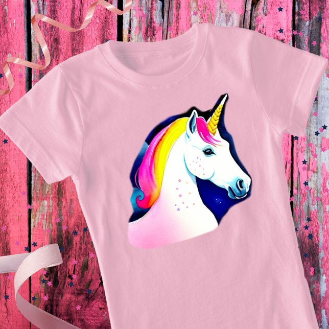 T-Shirt Cute Unicorn Étoiles Magiques Dessin Girly (Créateur téléchargé)
