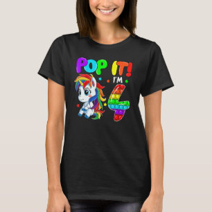 T-shirt Cute Unicorn Fidget Toys Pop It I'm 4 Kids 4th Bir