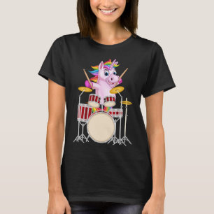 T-shirt Cute Unicorn Jouer Drum Drums & Cats Drummer