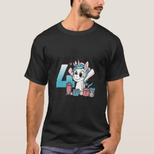 T-shirt Cute Unicorn Kids Quatrième 4e anniversaire Unicor