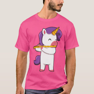 T-shirt Cute Unicorn Lecture Flûte