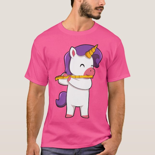 T-shirt Cute Unicorn Lecture Flûte (Devant)