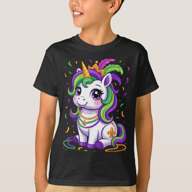 T-shirt Cute Unicorn Mardi Gras Carnival Fat Tuesday Girls (Devant)