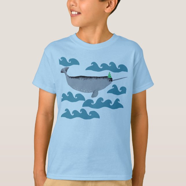 T-shirt Cute Unicorn Narwhal Whaley Sea Kids (Devant)