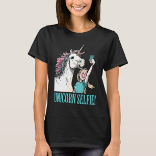 T-shirt Cute Unicorn Selfie Cheval Magique Cheval Girl Gro