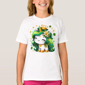 T-shirt Cute Unicorn Shamrock Jour de la Saint Patrick Fil