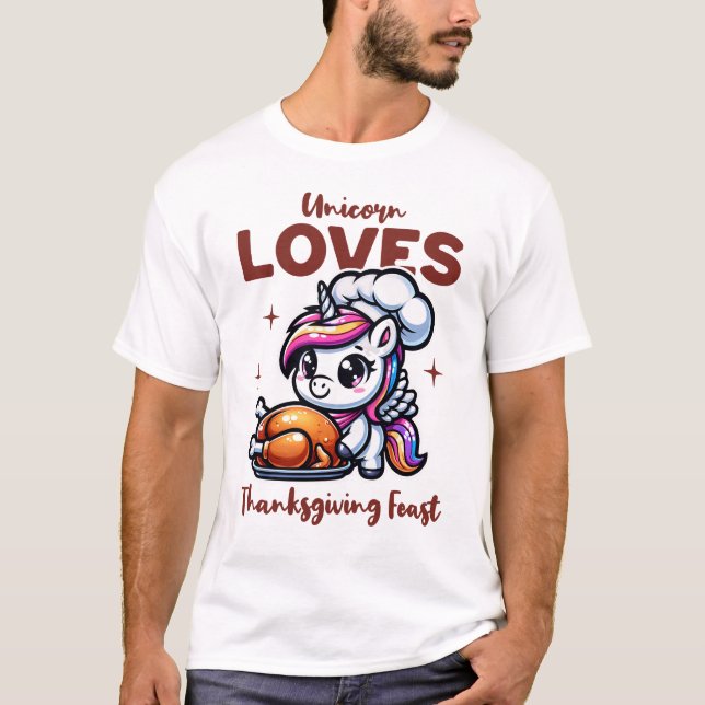 T-shirt Cute Unicorn Thanksgiving Feature (Devant)