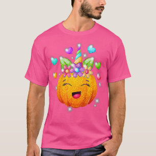 T-shirt Cute Unicorn Visage Citrouille Halloween Cadeaux F