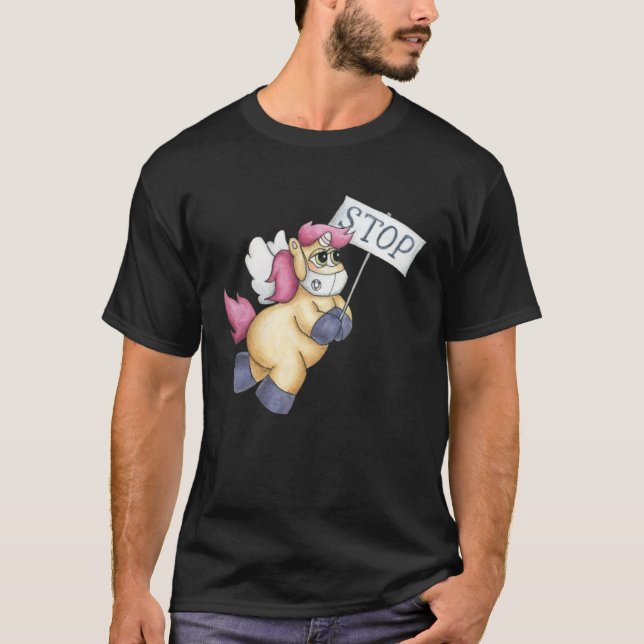 T-shirt Cute Unicorn wearing face mask  Unicorn Mask  idea (Devant)