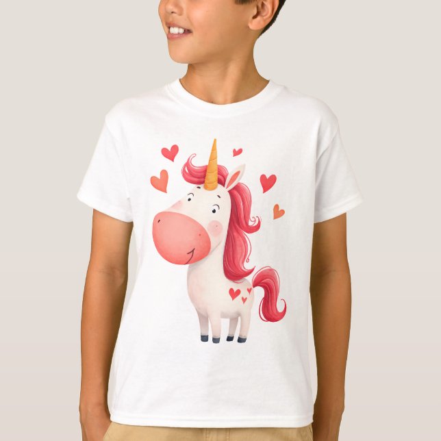 T-shirt Cute Unicorn with Hearts – Magical Kids  (Devant)