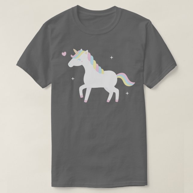 T-shirt Cute Unicorne Blanche Avec Pastel Mane (Design devant)