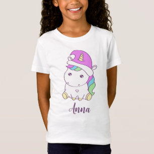 T-Shirt Cute Unicorne dans le Casquette de Noël Nom person