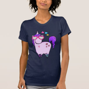 T-shirt Cute Unicorne dans les lunettes en forme de coeur