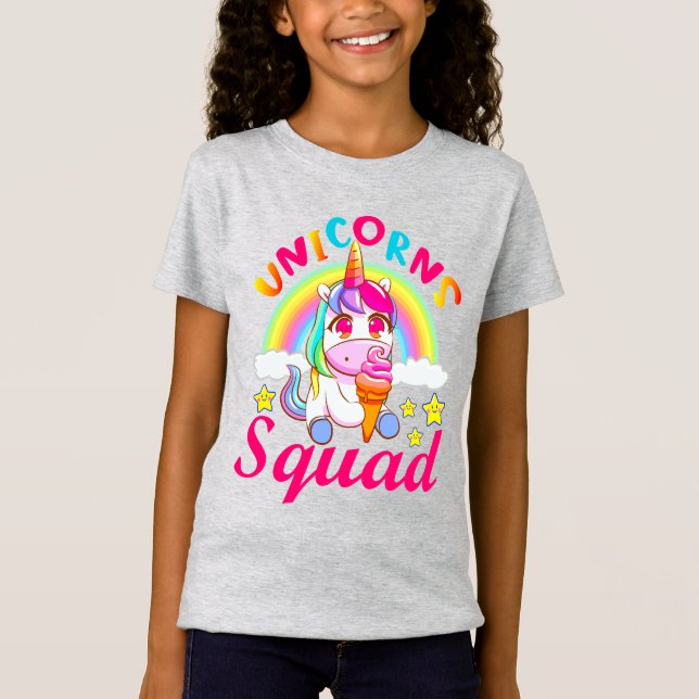 T-Shirt Cute Unicorns Squad Arc-en-ciel Ice crème Girls (Devant)