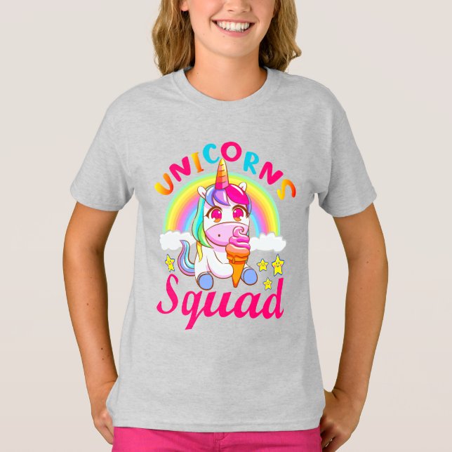 T-shirt Cute Unicorns Squad Arc-en-ciel Ice crème Girls (Devant)