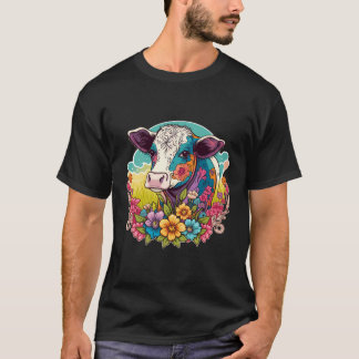 T-shirt Cute Vache Olivette Sur Le Béton