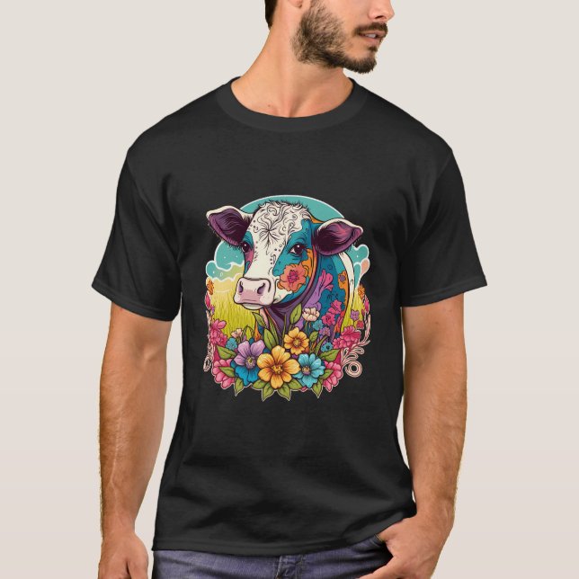 T-shirt Cute Vache Olivette Sur Le Béton (Devant)