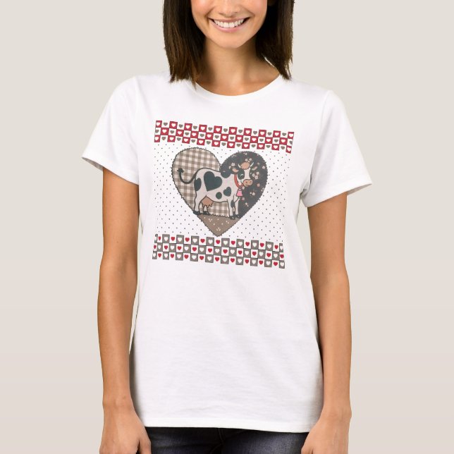 T-shirt Cute Valentine Cow Lovers (Devant)