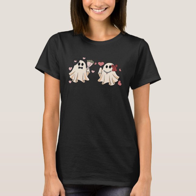 T-shirt Cute Valentine Love Ghost  1 (Devant)