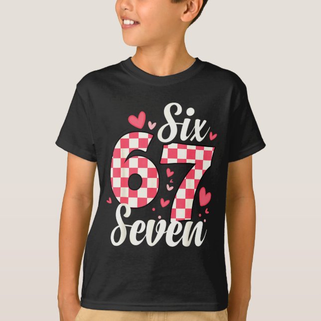 T-shirt Cute Valentine Six Seven Checkerboard Love Nk Hear (Devant)