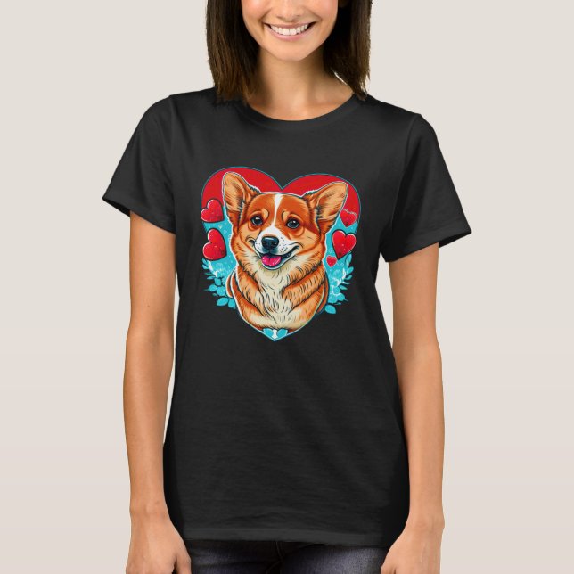T-shirt Cute Valentines Corgi Cool Pembroke Welsh Corgi (Devant)