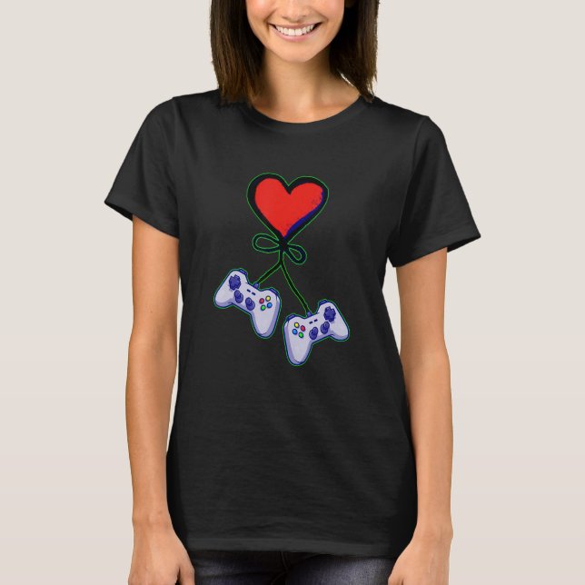 T-shirt Cute Valentine's Day Matching Couple Video Gamer (Devant)