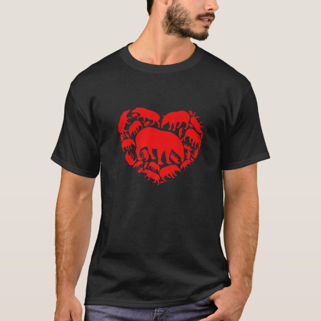 T-shirt Cute Valentines Jour Couple Coeur Tapir Animaux Lo (Devant)
