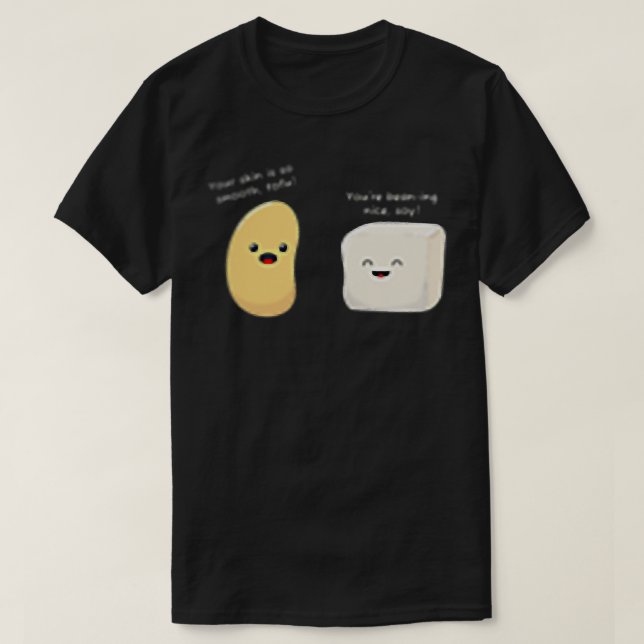 T-shirt Cute Vegan Pun Tofu et les haricots aiment la nour (Design devant)