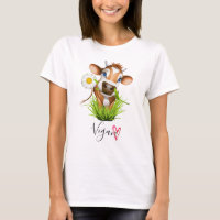 Cute Vegan Vache ferme Animal Flower Heart