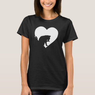 T-shirt Cute Vintage Qui aime Chats Noir Chat Coeur Blanc