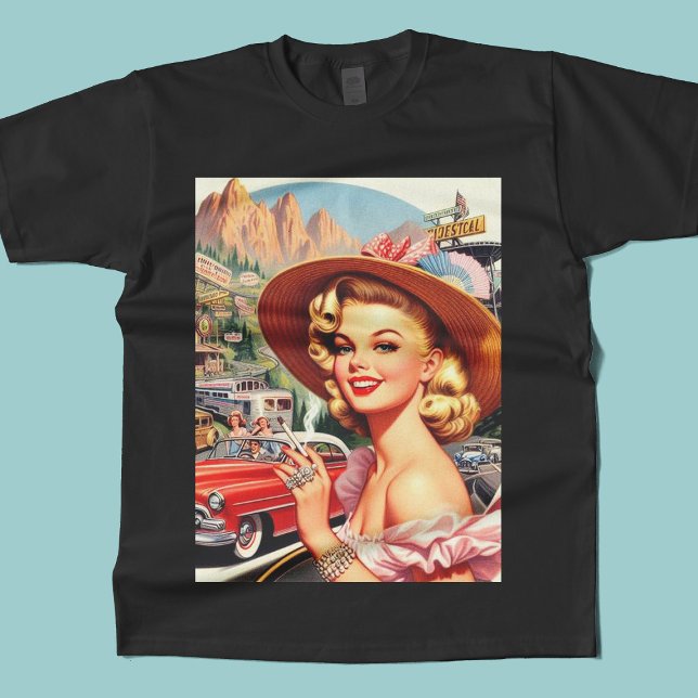 T-shirt Cute Vintage Retro Peinture de fille (Créateur téléchargé)