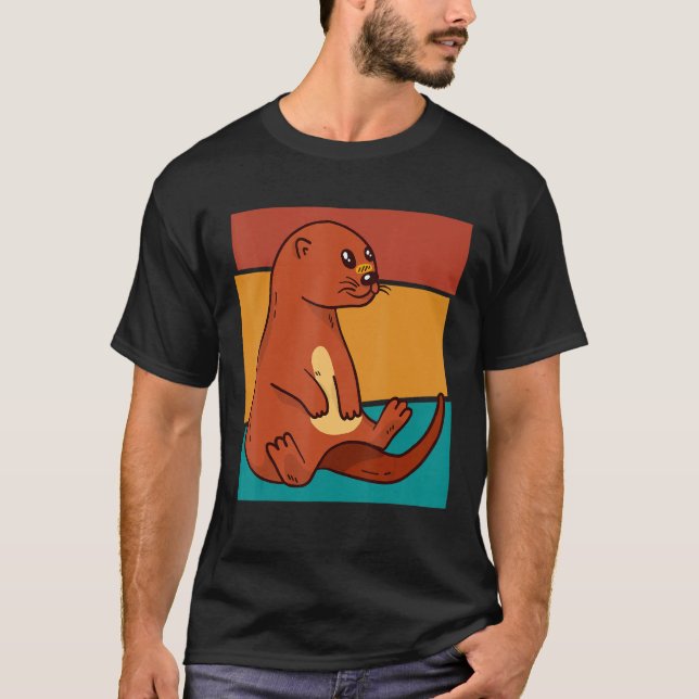 T-shirt Cute Vintage River Otter (Devant)